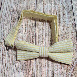 Cotton Seersucker Pre-Tied Bow Tie - Yellow - NEW